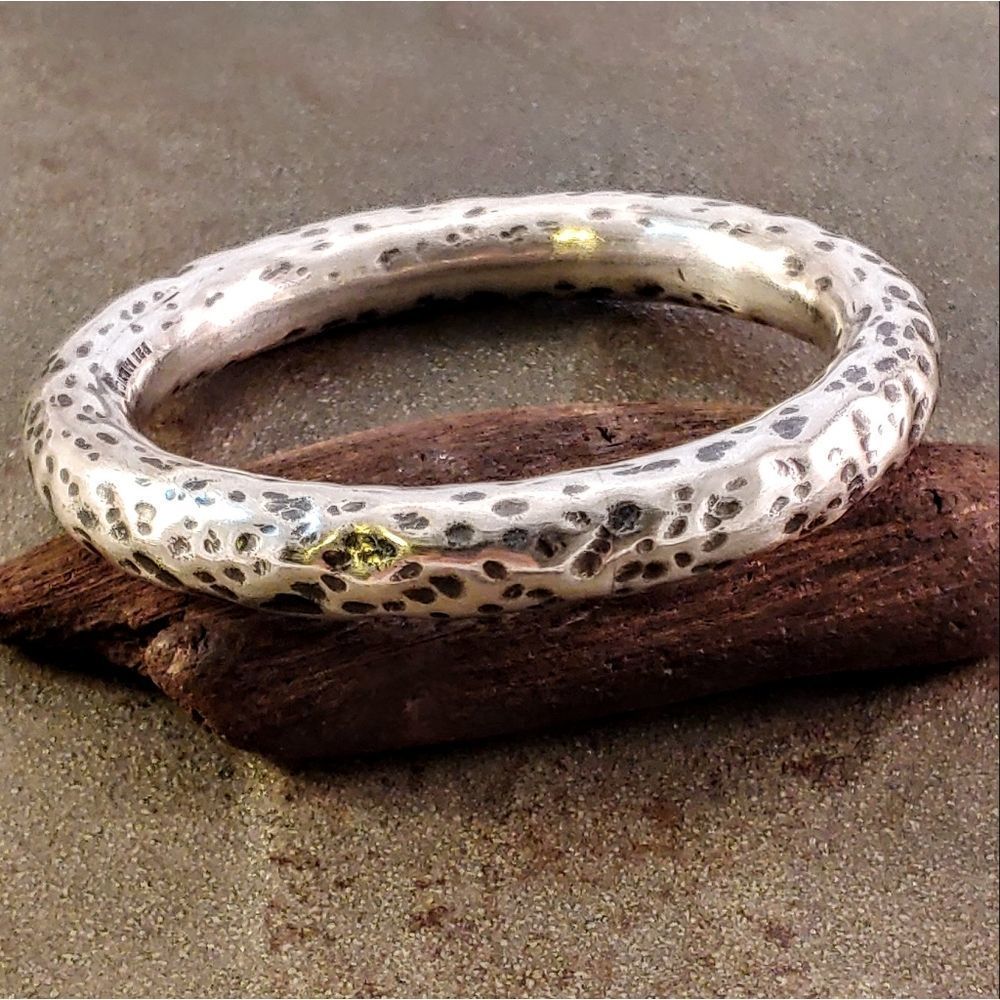 Sterling Organic Hammered Bangle Bracelet No.2 - Picture 7 of 7